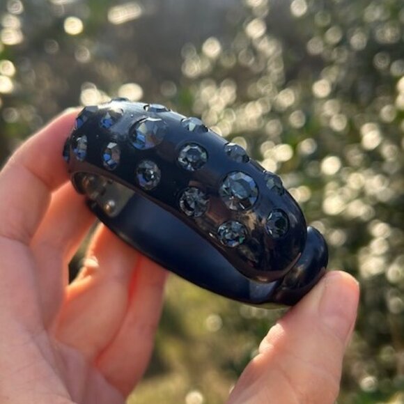 ALBERT WEISS Midnight Blue Rhinestone Clamper BRACELET - Picture 3 of 7